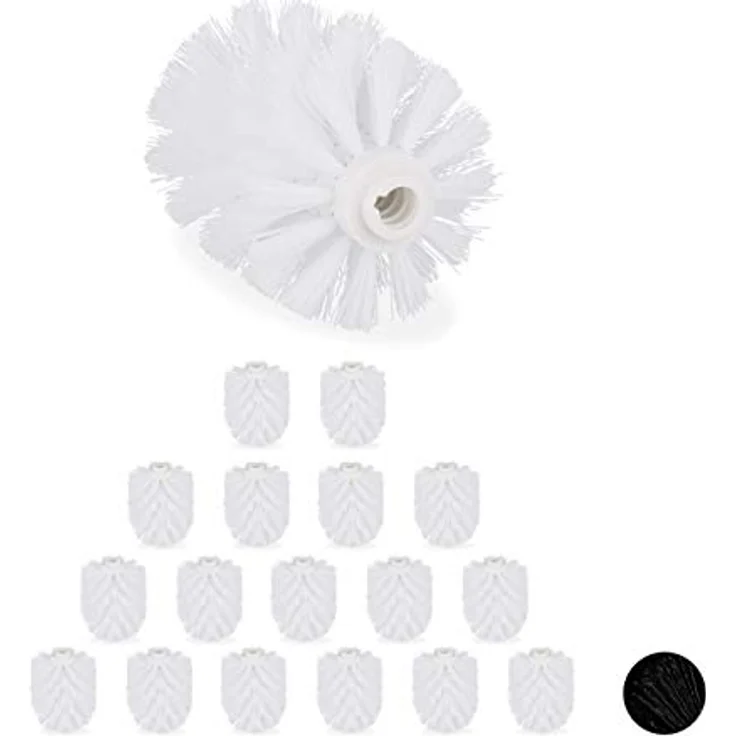 18 x Ersatzbürstenkopf für Klobürste, Ersatz WC Bürstenkopf, Kunststoff, 12 mm Gewinde, D: 8 cm, Klobürstenkopf, weiß - Preisvergleich – Bild 1