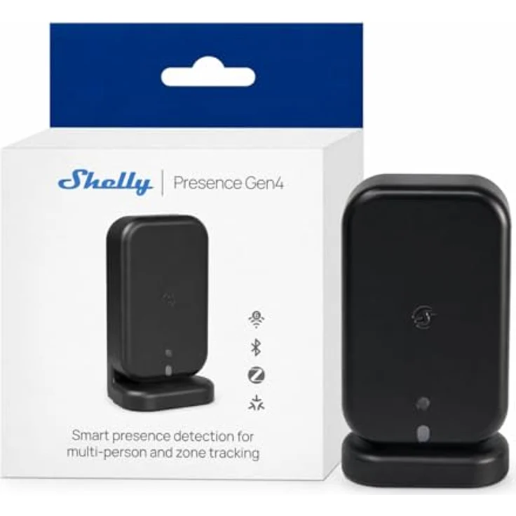 Shelly Präsenzmelder Presence Sensor Gen4, Bewegungsmelder mit WLAN, Zigbee, BT und Matter, schwarz – Bild 1