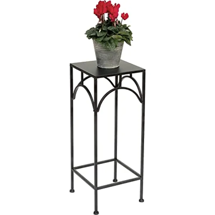 DanDiBo Blumenhocker Metall Schwarz Eckig 60 cm Blumenständer 96132 M Beistelltisch Blumensäule Modern Pflanzenständer Pflanzenhocker