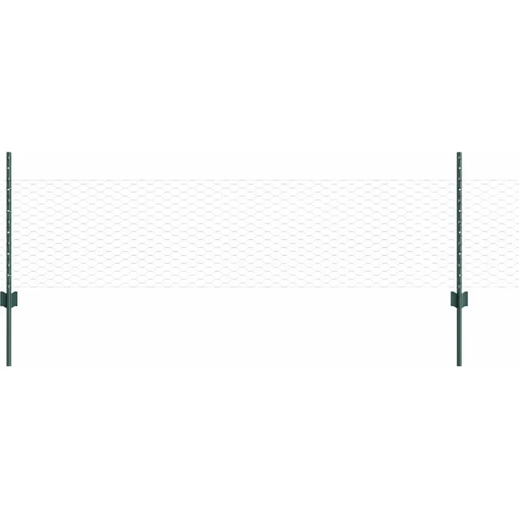 vidaXL Sechseckzaun mit Pfosten, 25 x 0,5 m, PVC-beschichteter Stahl, grün, wetterbeständig, rost- & korrosionsbeständig, anpassbare Anordnung