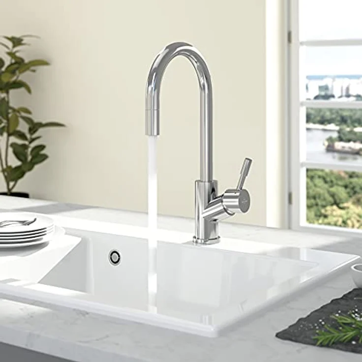 Villeroy & Boch Küchenarmatur 925400LE, Edelstahl poliert, mit Ausziehbrause und keramischen Dichtungen – Bild 2