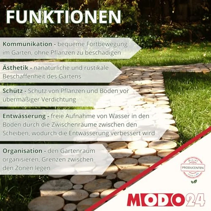MODO24 Gartenweg aus Holz, 4 Module, FSC-Holz, Modulmaß 80x40x2 cm, natürlicher Look – Bild 5