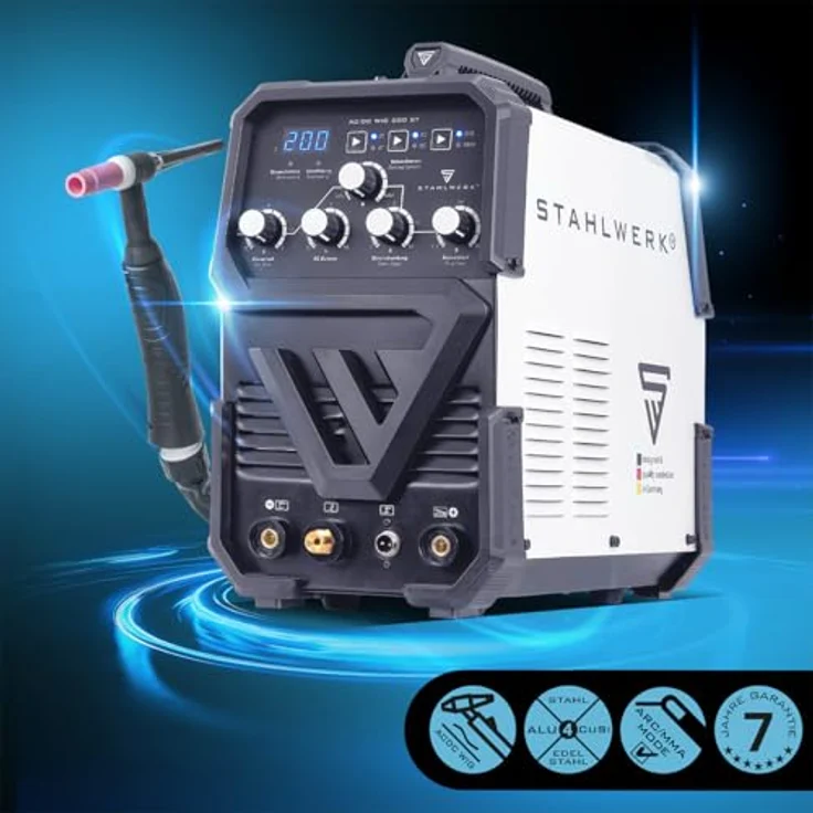 STAHLWERK AC/DC WIG 200 ST, Kombischweißgerät 200 A mit WIG & MMA E-Hand, IP21S Schutzart, 8-teiliges Zubehörset – Bild 3