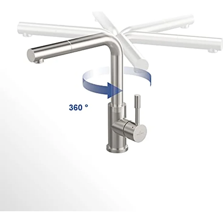 Villeroy & Boch Steel Shower Küchenarmatur, Hochdruck, mit ausziehbarer Brause und 360° Schwenkbereich, wassersparend, Anthracite – Bild 4