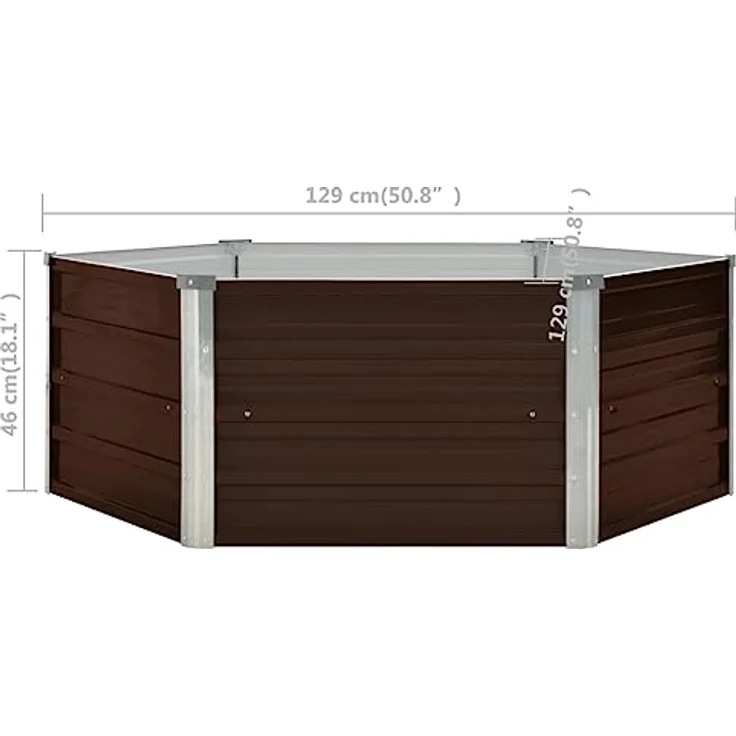 vidaXL Hochbeet Braun 129 x 129 x 46 cm Verzinkter Stahl – Bild 7