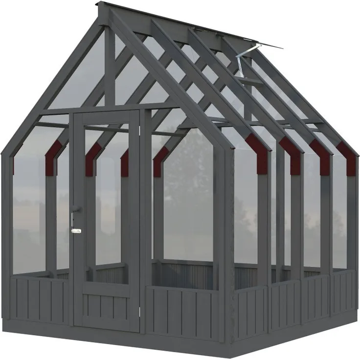 Palmako Gewächshaus Emilia 240 x 244 cm, 5,4 m², 4 mm Sicherheitsglas, grau, mit automatischer Dachentlüftung