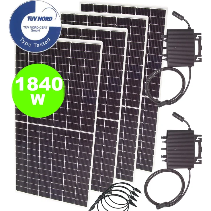 Apex Balkonkraftwerk 1840W 1600W Photovoltaik Solaranlage Mikro-Wechselrichter wireless, hocheffizientes 2in1 System, PERC-Technologie, 800W Nennleistung, weiß