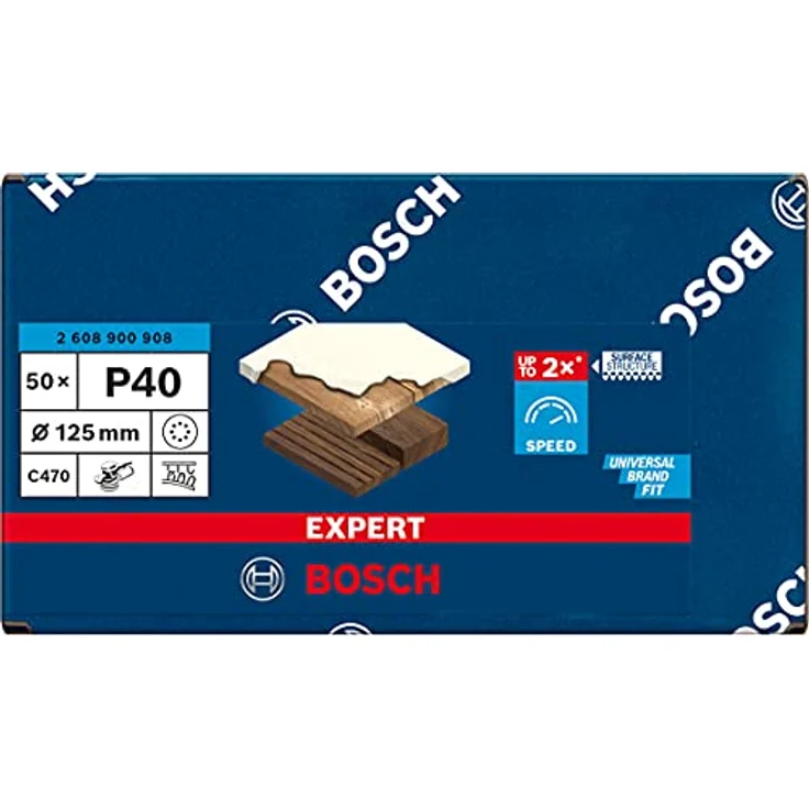 Bosch Professional Expert C470 Schleifpapier mit 8 Löchern für Exzenterschleifer, 125 mm, G 40, 50-tlg. – Bild 2
