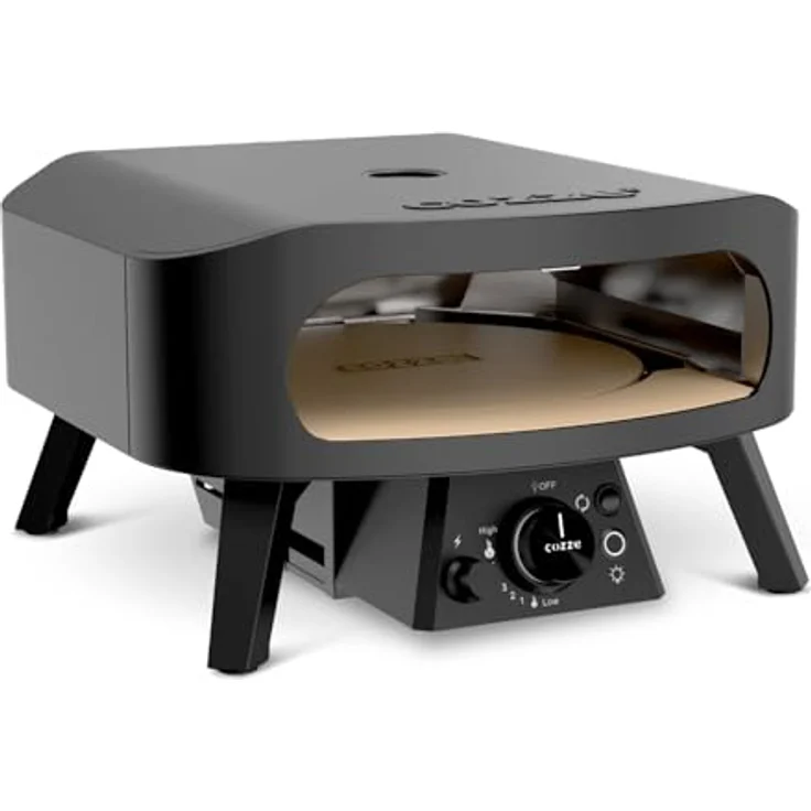 Cozze® Gas-Pizzaofen Classic Black Edition 13, inkl. Pizzastein, Backtemperatur bis 630°C, Grillfläche 34.5 x 34.5 cm, Gerätemaße 50 x 50 x 29.5 cm, schwarz – Bild 4