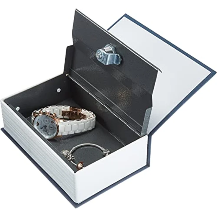 Amazon Basics Buch-Safe, tragbare Box mit Schloss und Schlüssel (klein) - Blau, ideal zum Verstecken von Wertsachen – Bild 2