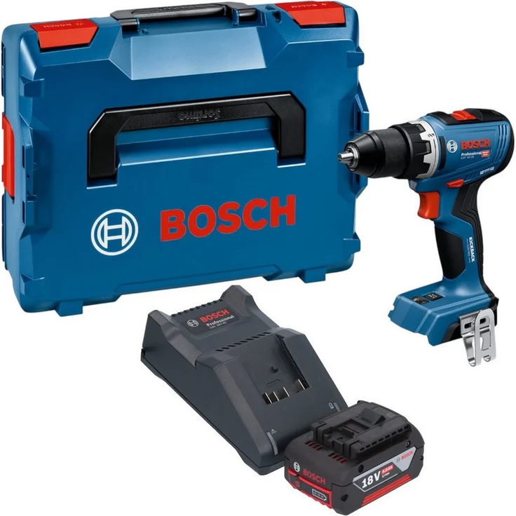 Bosch Professional GSR 18V-65, Akku-Schrauber mit 63 Nm Drehmoment, 1x 4,0Ah Akku, Ladegerät und L-Boxx