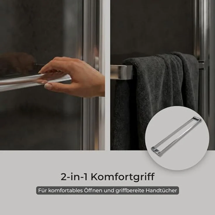 Schulte Sunny Schwenk-Schiebetür inkl. Seitenwand 80x80x190 cm, ESG Sicherheitsglas mit Nano-Beschichtung, Chromoptik, anschlaglos – Bild 5