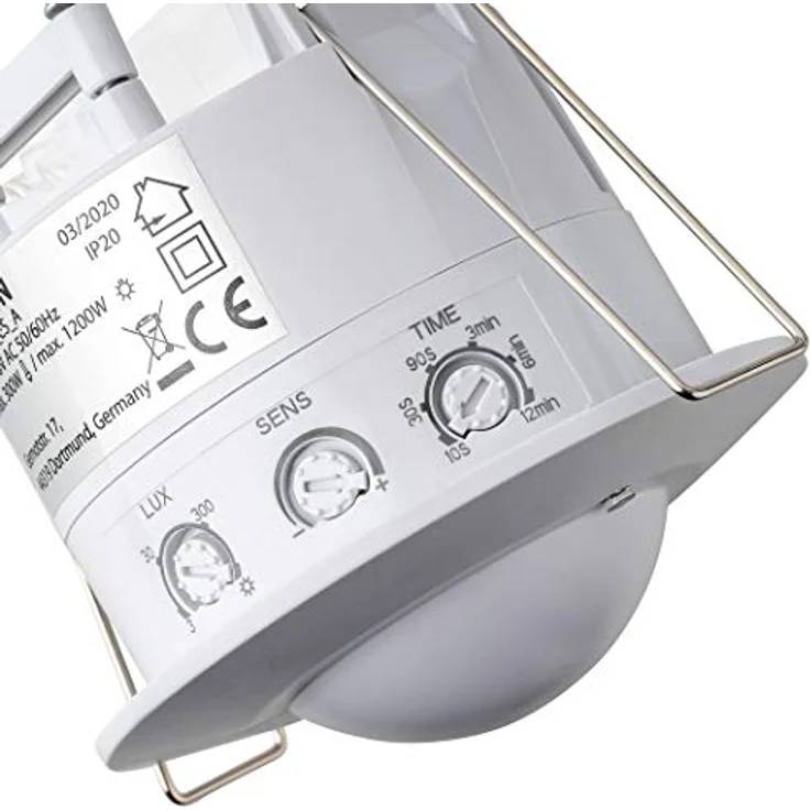 SEBSON® Bewegungsmelder Innen, Unterputz, HF Sensor LED geeignet, Decken Montage programmierbar, Bewegungssensor 2-16m/ 360°,3-Draht – Bild 3