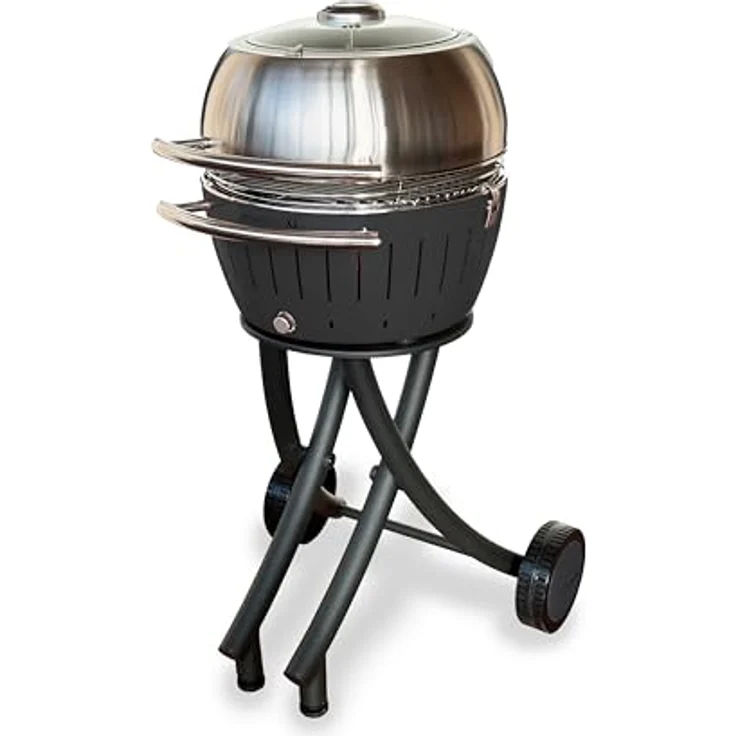 LotusGrill XL Gartengrill Set Limettengrün - Grillwagen mit Edelstahlhaube XL (Anthrazitgrau) – Bild 1