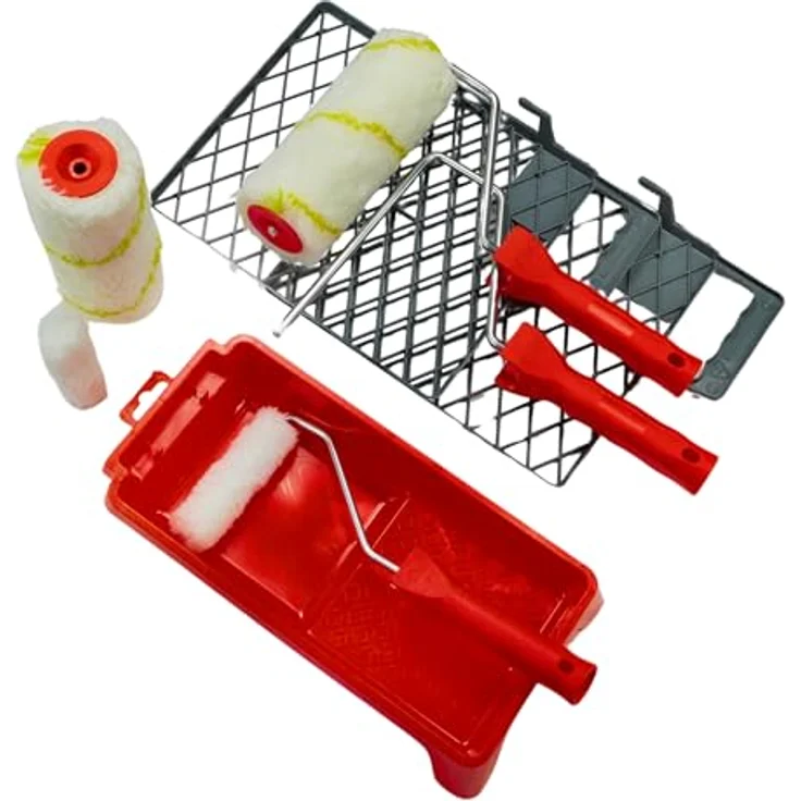 ROTIX 20-teiliges Malerset für Anstrich von Wand und Decke, inkl. Farbroller, Pinsel, Abdeckfolie, Klebeband und Teleskopstange – Bild 2