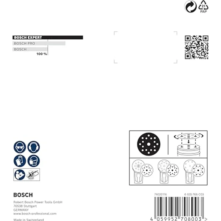 Bosch EXPERT O780 Folienschleifscheibe, 125 mm, Körnung 150 für Hartholz und Farbe auf Holz, Professional Zubehör Exzenterschleifer – Bild 4