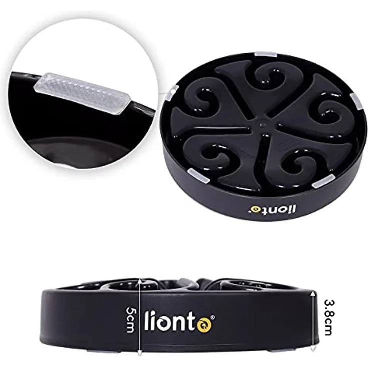lionto Hundenapf Antischlingnapf Fressnapf rutschfest Katzennapf Anti-Schling-Hundenapf Futternapf, 20x5 cm schwarz – Bild 4