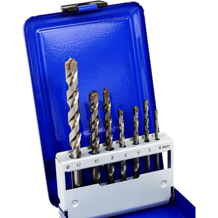 S&R Universalbohrer-Set, 7-teiliges Set mit hochwertigen Karbid-Bohrern für Stein, Holz & Fliesen, Größen 4-12 mm für Metall, Kunststoff, Mauerwerk & Leichtbeton – Bild 1