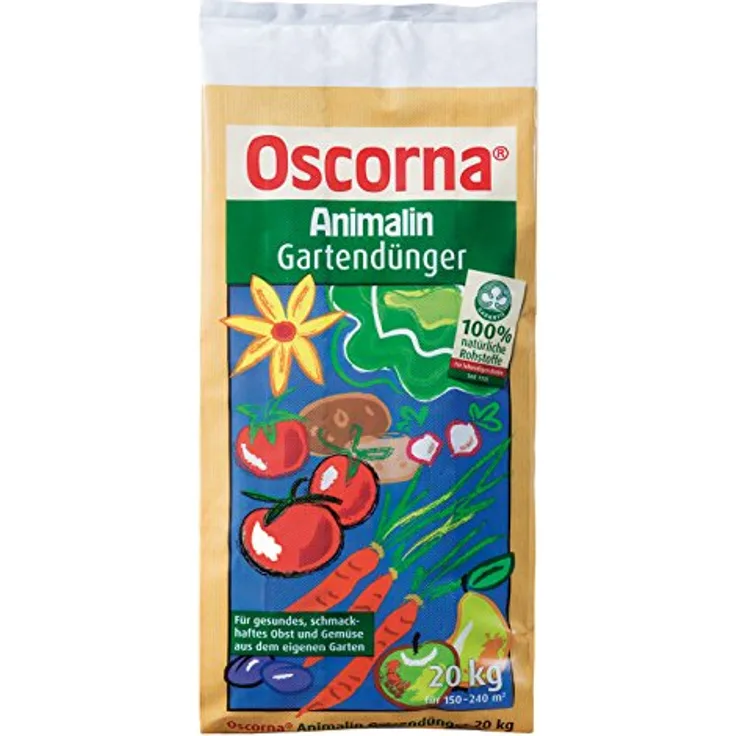 Oscorna Animalin Gartendünger, Organischer NPK-Dünger 7-4-0,5 für Gemüse, Obst und Zierpflanzen, 20 kg Sack