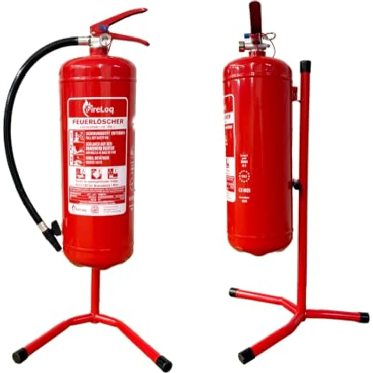 FireLoq® 6kg Pulver Feuerlöscher mit Ständer und Gitterschutzhaube, geprüfter Brandschutz – Bild 4