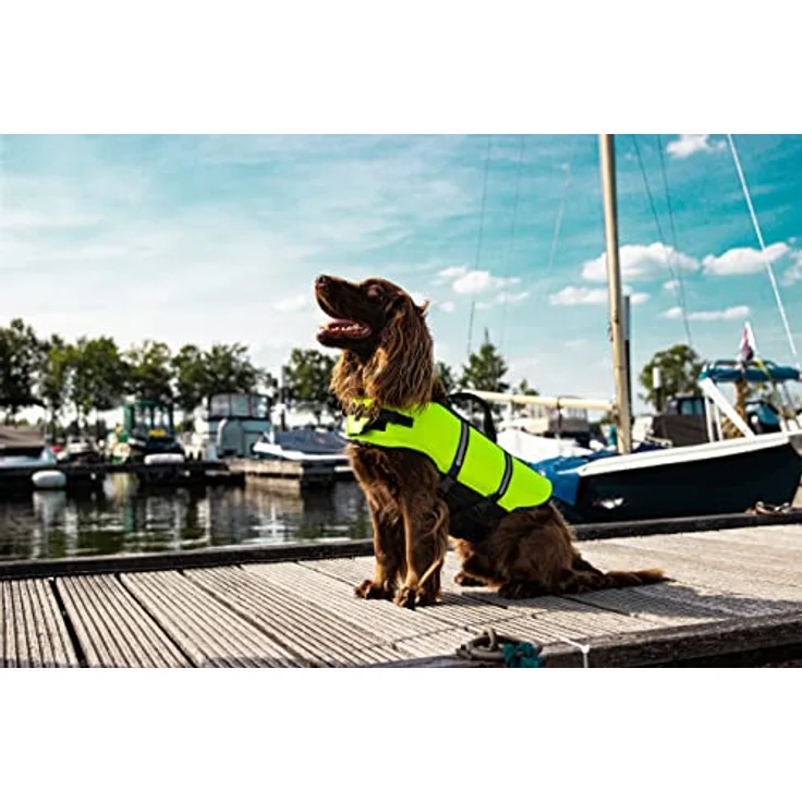 Nobby Hunde Schwimmhilfe, 45 cm hohe Hundeschwimmweste mit reflektierenden Streifen und verstellbaren Klickverschlüssen, orange – Bild 2
