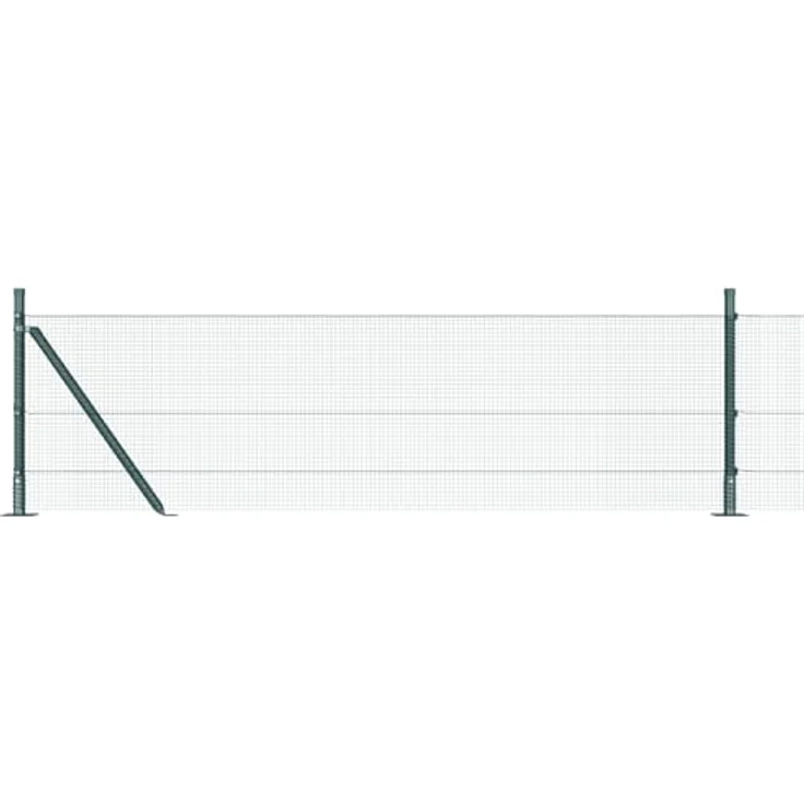 vidaXL Gartentor Schweißdrahtzaun, 0,4 x 10 m mit 7 Flanschpfosten, grün, Stahl, rostbeständig, inklusive Montagematerial – Bild 7