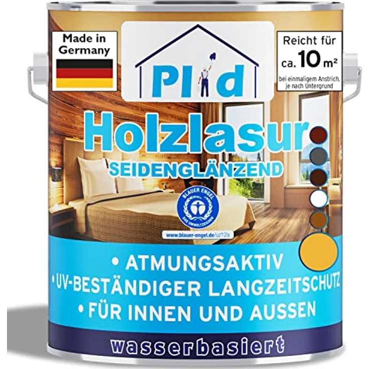 plid® Holzlasur Innen & Aussen Kiefer 0,75L - Holzschutzlasur Außen mit UV beständigem Langzeitschutz- Grundierung Holz Außen - Holzschutzgel - Holz Lasur atmungsaktiv - Made in Germany – Bild 1