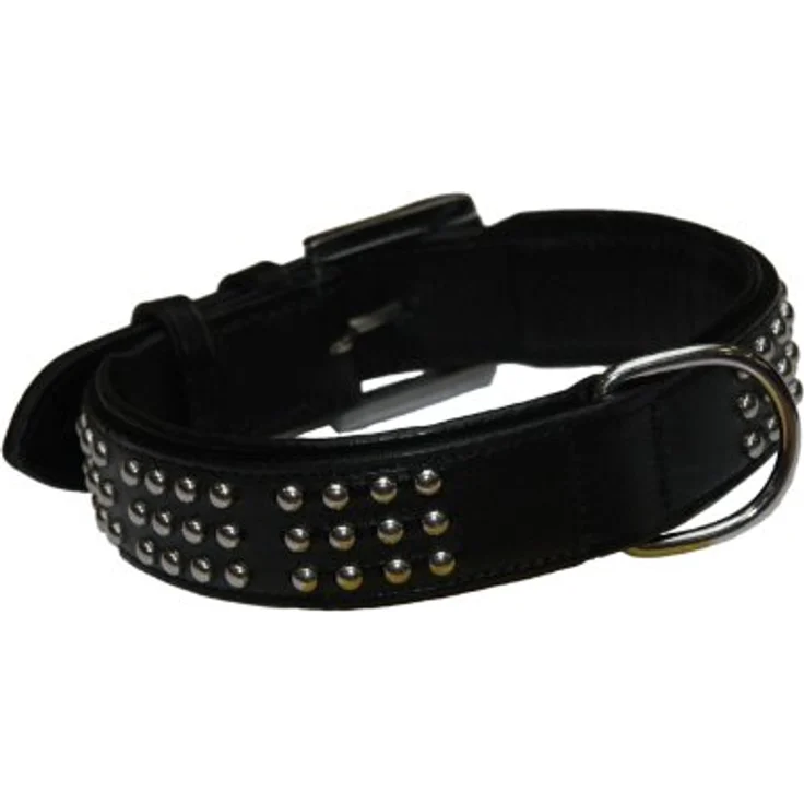 Nobby Leder Halsband VINTO, schwarz 55 cm (48-52 cm), 35 mm, 1 Stück