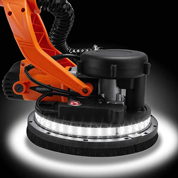 Monzana Trockenbauschleifer 750 Watt Selbstreinigungsfunktion mit Absaugbeutel 6x Ø 225 mm Schleifscheiben LED-Licht – Bild 6