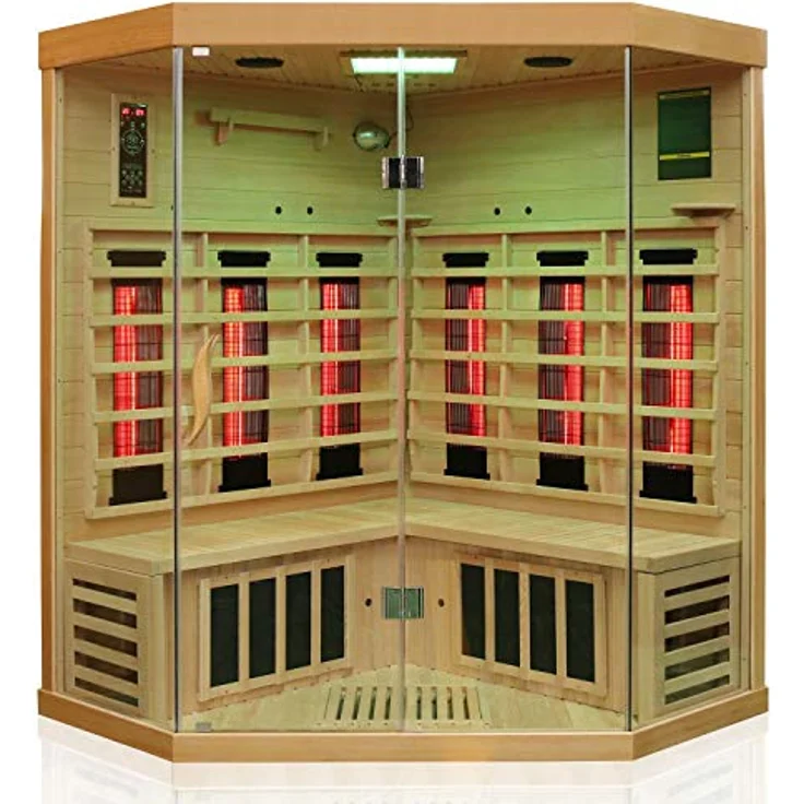 Dewello Infrarotkabine Infrarotsauna BRANDON 140cm x 140cm inkl. Vollspektrumstrahler, Bodenstrahler – Bild 6