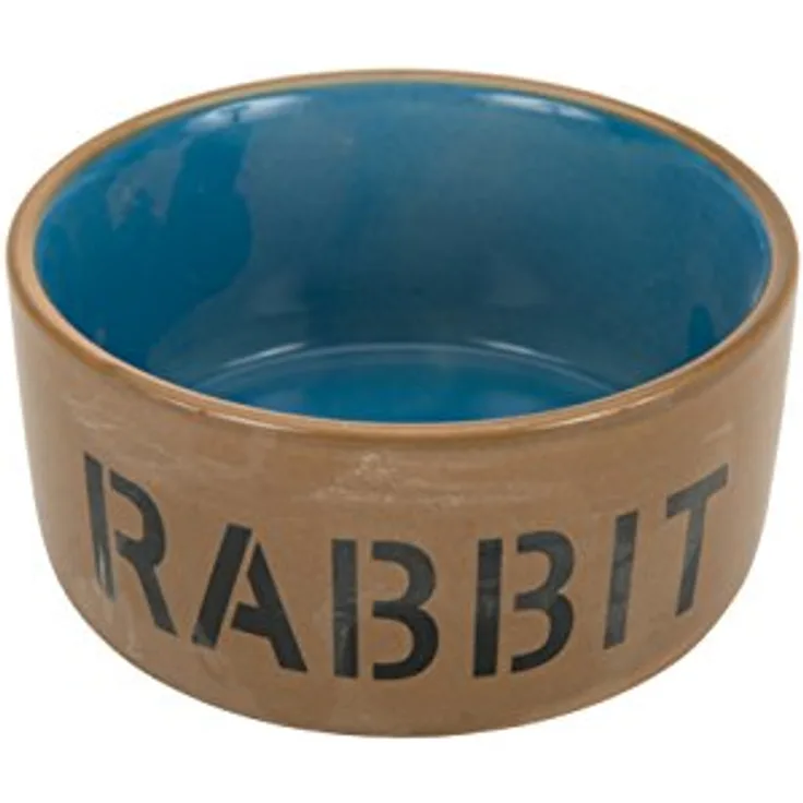 Beeztees 801482 Keramiknapf für Kaninchen - Rabbit, 11.5 cm, beige / blau