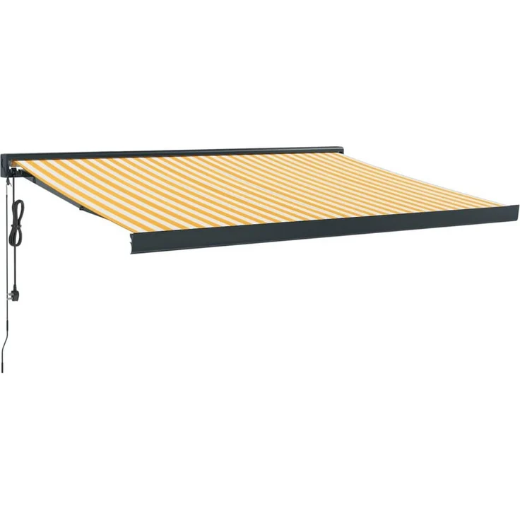 vidaXL Markise Gelb und Weiß, einziehbar, UV-beständig, 3,5 x 2,5 m