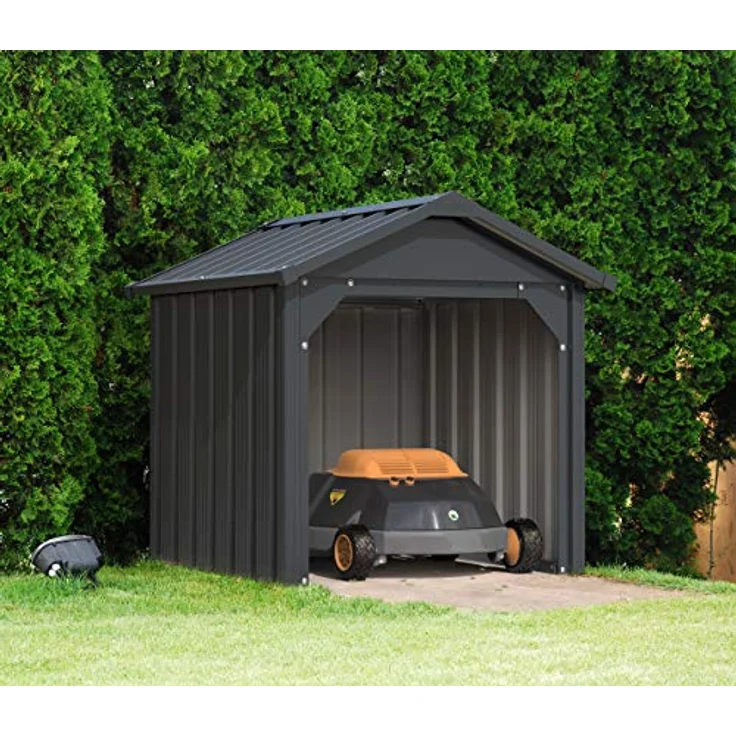 Duramax Garage für Rasenmäherroboter aus Metall, geschlossen, schützt Rasenmäher und Batterieladestationen, hergestellt aus feuerverzinktem Stahl, UV-beständig Carport für Rasenmäherroboter – Bild 2