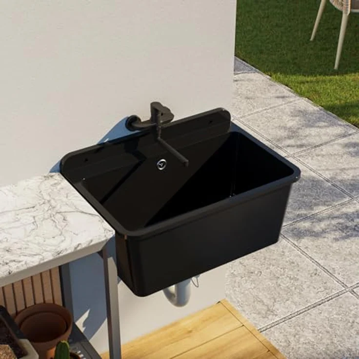 QLS Küchenspüle LARGE, Kunststoff-Spülbecken, 61x41 cm, ideal für Garten, Garage & Werkstatt - Preisvergleich – Bild 2