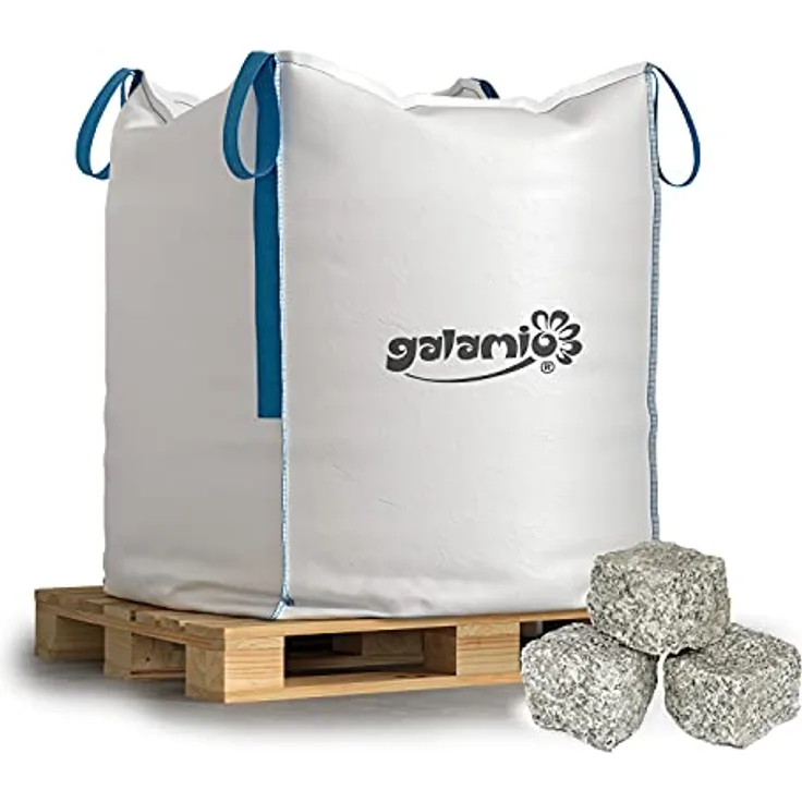 GALAMIO Granitpflaster Pflastersteine Kleinpflaster, gespalten, grau, 8/11 cm, 1.000 kg BigBag / 1 Palette
