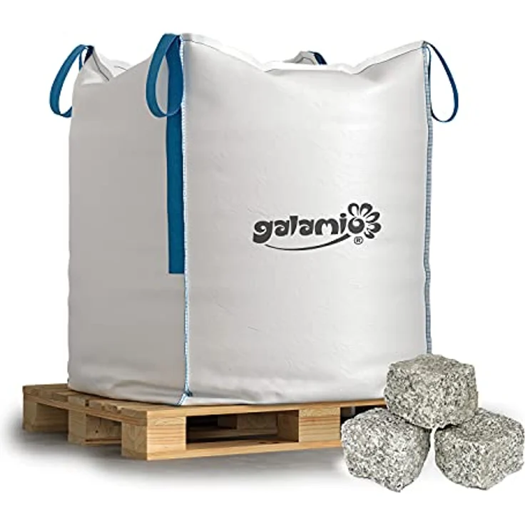 GALAMIO Granitpflaster Pflastersteine Kleinpflaster, gespalten, grau, 8/11 cm, 1.000 kg BigBag / 1 Palette – Bild 1