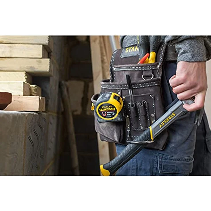 Stanley STST1-80114 Hammer- und Nageltasche aus Büffelleder, Braun-Gelb – Bild 4