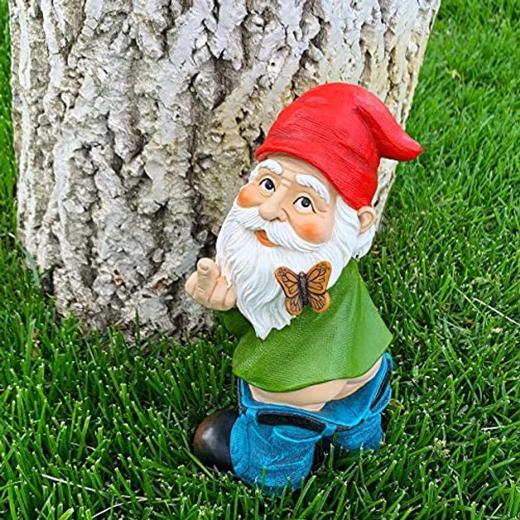 Mood Lab Gartenzwerg Hosen nach unten 24 cm hohe Finger-Statue Rasen Gartenfigur – Bild 7