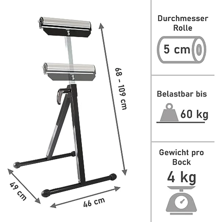 Rollenbock, 2er Set, höhenverstellbar, Rollbock – Bild 4