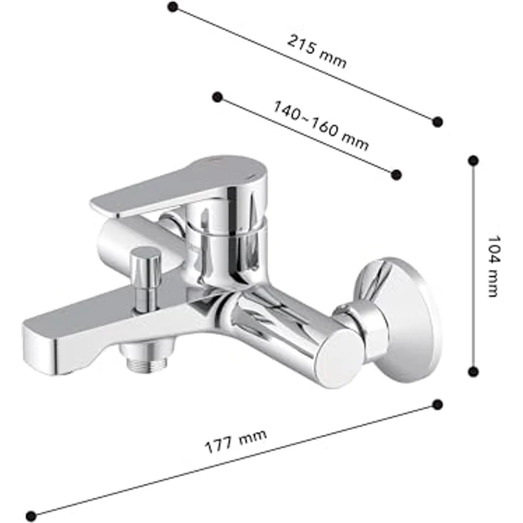 Lenz MOLA Wannenarmatur, elegante Duschinstallation mit keramischer Markenkartusche und Temperaturbegrenzung, Metallausführung – Bild 4