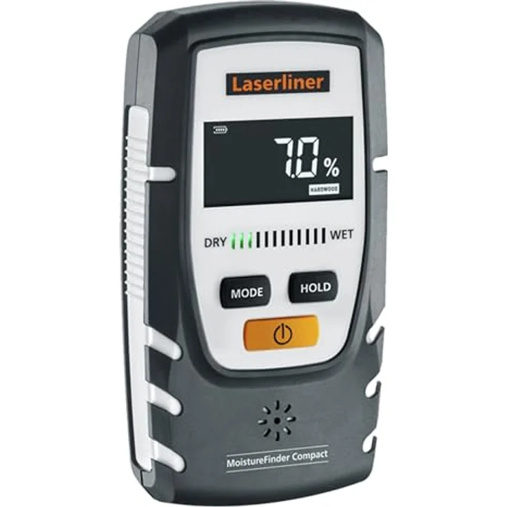 Laserliner MoistureFinder Compact, Feuchtigkeitsmessgerät mit 4 Materialkennlinien, LED-Nass-/Trocken-Indikator, akustischer Warnung, inkl. 9V Batterie – Bild 1
