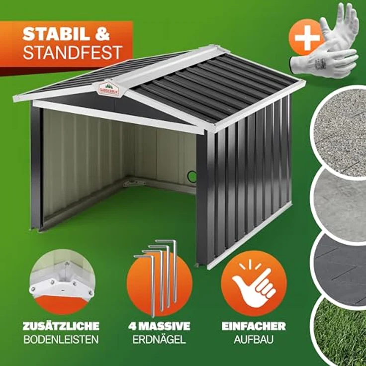 Gardebruk Mähroboter Garage Metall Wetterbeständig Kabelführung 4x Erdanker Carport Rasen Garten 4251776601908 – Bild 7