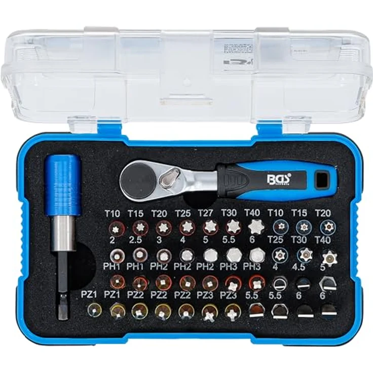 BGS technic Bit-Set Color-Bit-Satz, 43-teilig mit 1/4" Bit-Knarre und ergonomischem Griff, Farbleitsystem – Bild 7