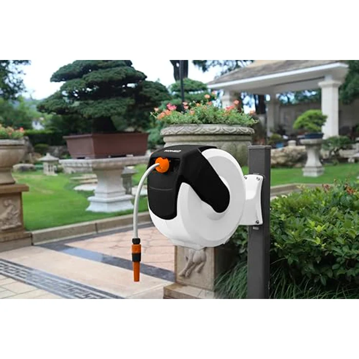 HOME It® Schlauchbox mit 35 m Gartenschlauch, automatische Aufrollung und 2 m Anschlussschlauch, Wandmontage möglich – Bild 2
