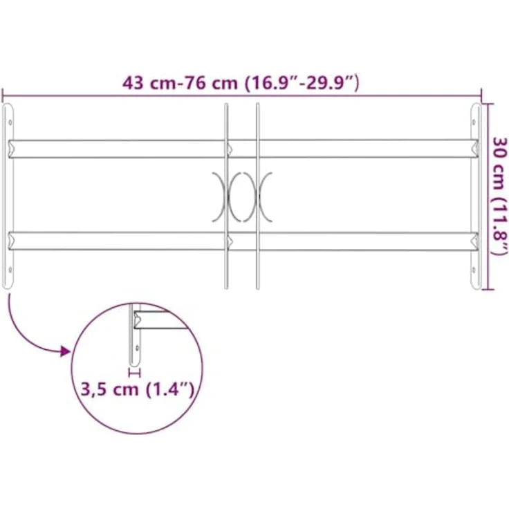vidaXL Fenstergitter Verstellbar mit 2 Querstäben 500-650 mm – Bild 3