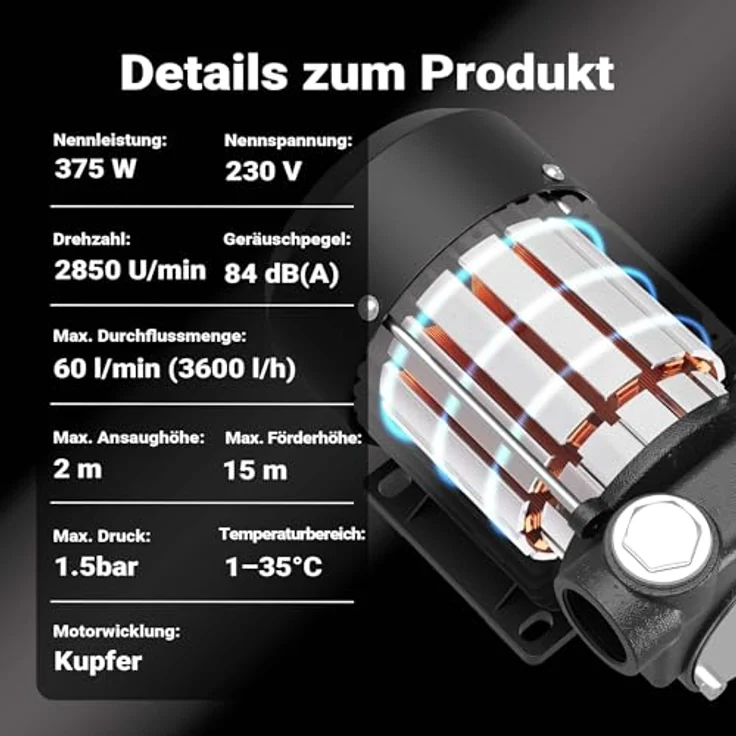 WilTec WilTec - Selbstansaugende Dieselpumpe 230V mit 60l-min, 2m Ansaughöhe, Dieselöl & Heizöl – Bild 5