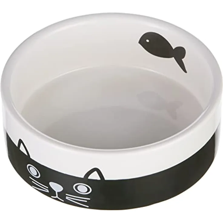 Nobby Katzen Keramiknapf "FACE" schwarz / weiss Ø12,0 X 4,5 cm