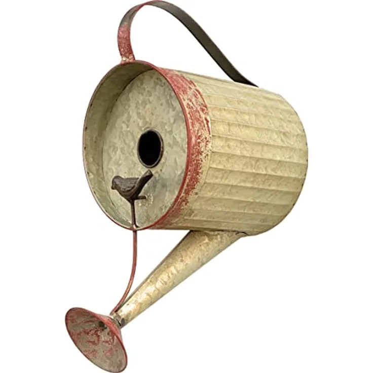 DanDiBo Vogelhaus zum Aufhängen Metall Deko Gießkanne wetterfest 501138 Nistkasten 40 cm Futterstation für Vögel Shabby Metallkanne Kanne Balkon