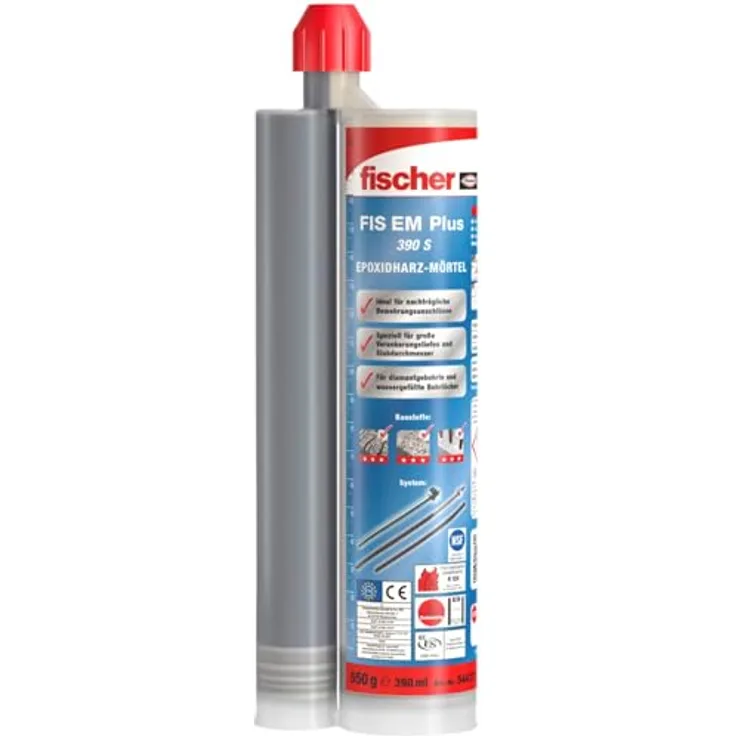 fischer Deutschland Vertriebs GmbH Dübel-Set FIS EM Plus 390 S, Epoxidharzmörtel mit hoher Tragfähigkeit für Innen- und Außenbereich
