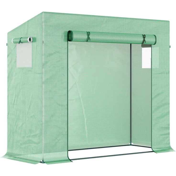 Outsunny Foliengewächshaus mit Rolltür, Seitenfenster, PE-Gitterfolie, winterfest, 200 x 76 x 168 cm, Grün – Bild 1